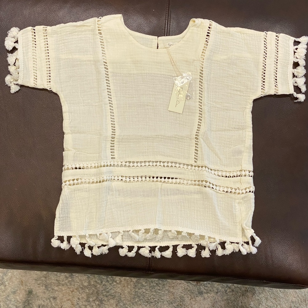 Rylee + Cru Tassel Cover Up Dress, Ivory, size 2-3 NWT